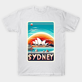 Sydney Australia Vintage Retro Travel Sticker T-Shirt